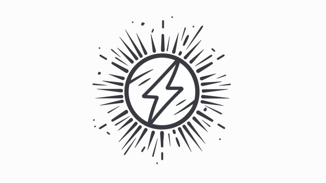 Simple line art icon of lightning flash in circle. El
