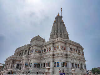 Mathura, Uttar Pradesh, India. Very famous Hindu Temple- Prem Mandir. This temple is dedicated to...