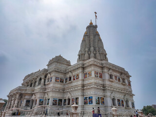 Mathura, Uttar Pradesh, India. Very famous Hindu Temple- Prem Mandir. This temple is dedicated to Lord Krishna and Radha.