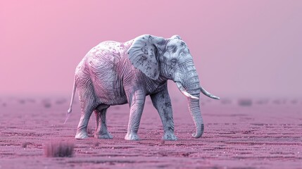 Elephant  A large grey elephant on a soft dusty purple backdrop water color, cartoon, animation 3D, vibrant - obrazy, fototapety, plakaty