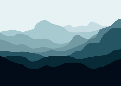 mountains landscape panorama. Vector illustration in flat style.