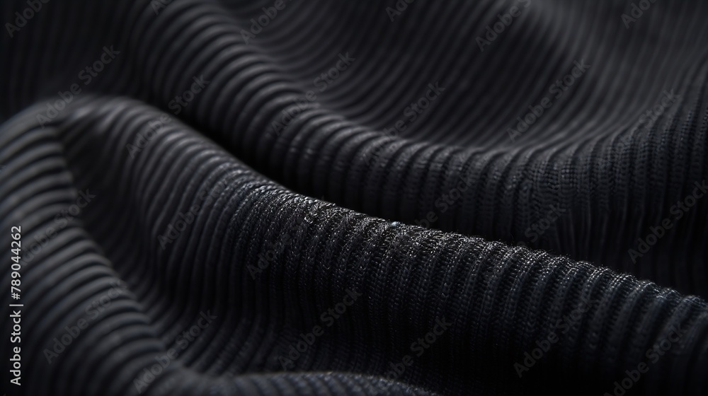 Aufkleber soft black color ribbed fabric pattern close up as background : generative ai