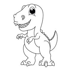 Funny dino cartoon for coloring book.