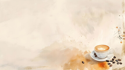 Obraz na płótnie Canvas Watercolor hot coffee cup on white background