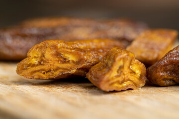dried fruits made from dehydrated but soft dried bananas
