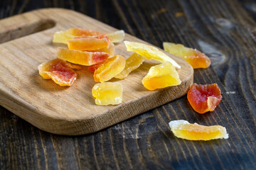 dried papaya fruits on the table