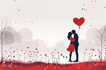 Obraz premium Vibrant and Artistic Love: Explore Protective Touches and Romantic Designs in Modern Illustrations for Couples