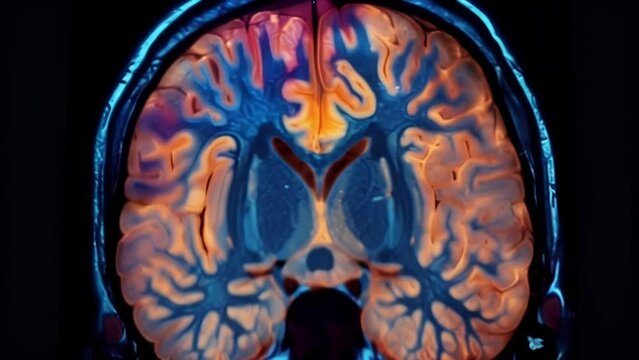 Closeup of a patients brain scan showing regions of increased activity after receiving stem cell therapy for a neurological disorder showing the impact and promise of this research .