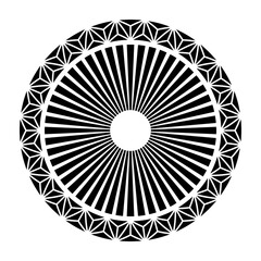 Abstract circular ornament. Isolated symbol. Rosette of geometric elements. Tribal ethnic motif. Stencil tattoo and print. Round vector pattern. Decorative design element. - 789045822