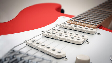 Electric guitar detail with DOF effect. 3D illustration - 789045897