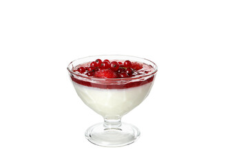 PNG, panna cotta dessert in a bowl, isolated on white background.