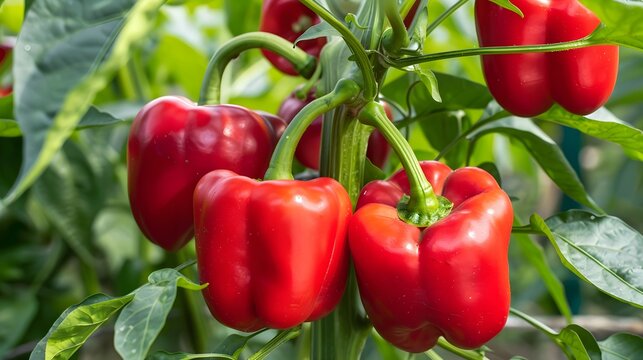 Red bell pepper (sweet pepper) on the pepper tree