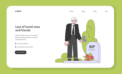 Senior life milestone web banner or landing page. Getting old and maturing
