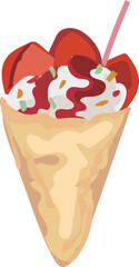Dessert crepe Illustration on a transparent background.