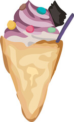 Dessert crepe Illustration on a transparent background.