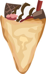 Dessert crepe Illustration on a transparent background.