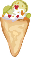 Dessert crepe Illustration on a transparent background.