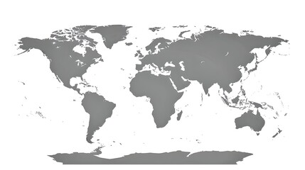 Fototapeta premium Simplified World Map Outline on White Background, Monochrome. Ideal for Educational Materials and Minimalist Designs. AI