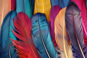 Colorful craft feathers background