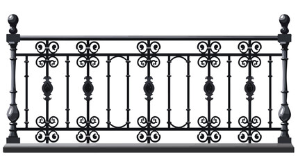 Metal blacksmith fence handrail. Iron balcony railing