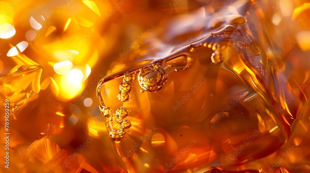 Poster Ice cube in whiskey texture background macro close up of Ice cubes in glass of whiskey or another alcoholCrystal design : Generative AI
