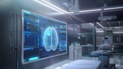 Brain Scan Data Visualization on Virtual Screen in Surgical Environment