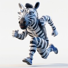 Obraz premium A cartoon zebra running with a smile on its face