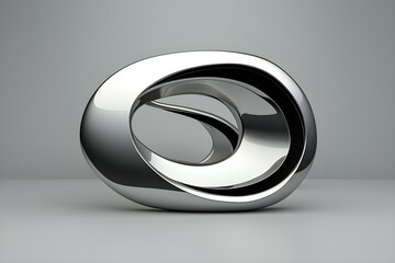  Abstract  silver  shape against  monochrome background, 3D illustration.  Smooth shape 3d rendering  , generated by AI.