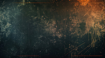 Dark orange and blue background with a pattern of harsh scratches.