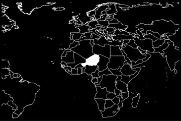 Niger map africa black background
