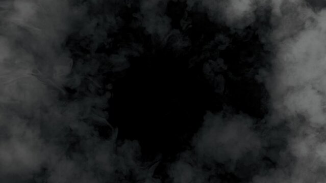 Slow Motion Shot of Abstract Smoke Background with Round Copy Space.