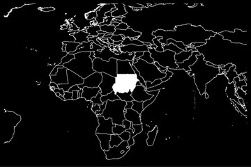 Sudan map africa black background