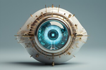 blue eye cyber security concept background,  created by AI. 3D illustration