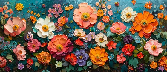 Colorful flowers blooming in a garden - obrazy, fototapety, plakaty