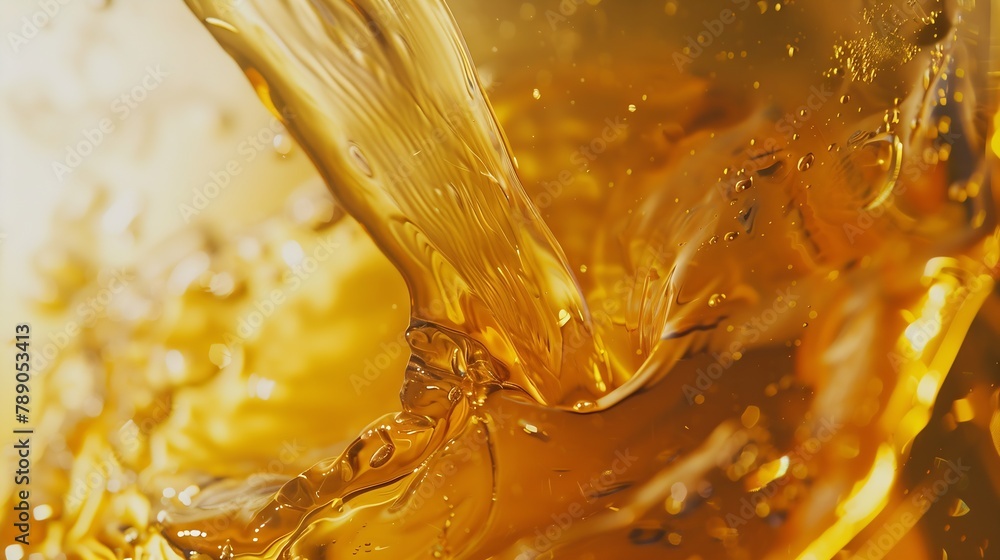 Poster detail of pouring beer into glass closeup abstract beverages background : generative ai