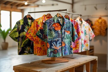 Fototapeta premium Hawaiian shirts with vibrant motifs