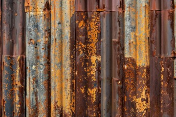 Rusty Corrugated Iron Sheets with Colorful Decay
