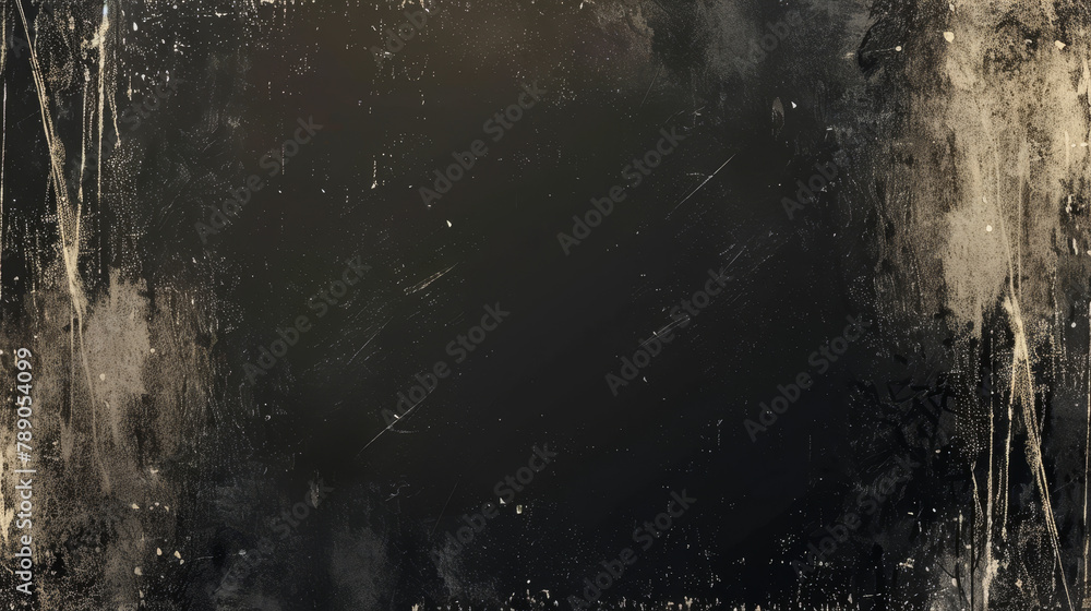 Sticker Black grunge scratched textured background with a distressed finish.