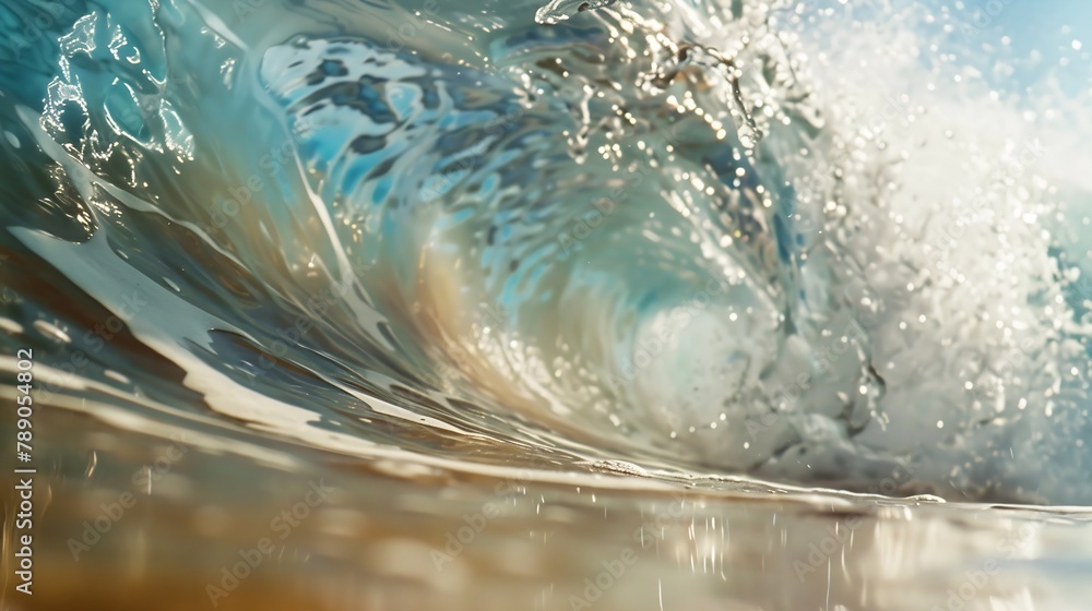 Poster sea wave close up low angle view : generative ai