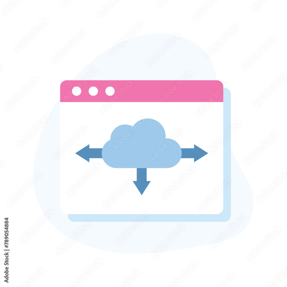 Poster cloud inside website, concept isometric icon of cloud computing