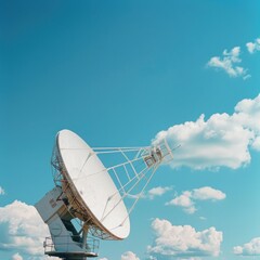 satellite dish against a blue sky background. generative ai