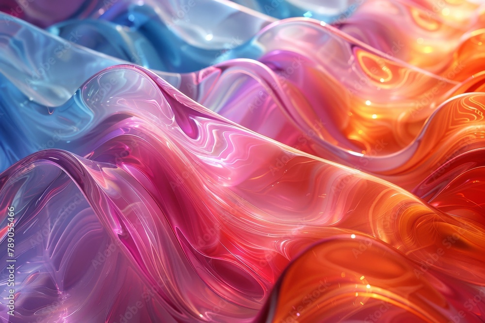 Poster the image shows a colorful swirl of abstract design with a glossy and reflective effect, perfect for