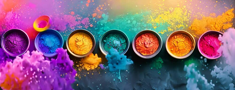 happy hindu indian people celebrate holi festival by throwing colorful powder at each other,.art illustration 4K Video