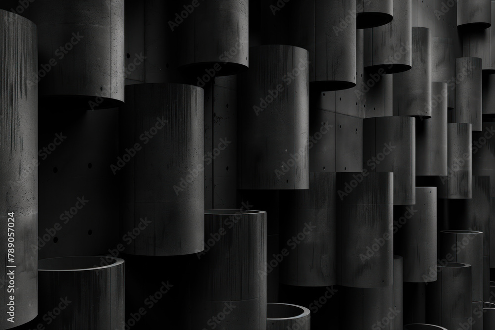 Poster abstract black 3d pattern. brutalist style. background image. created with generative ai technology.