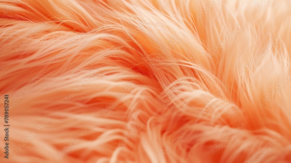 Poster trendy peach fur texture close up abstract apricot wool structure background color of the year 2024 