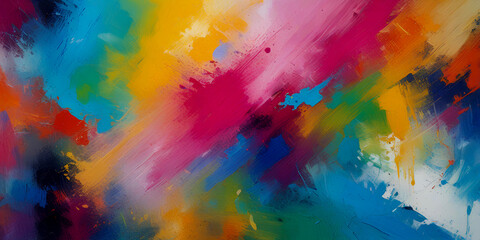 Closeup of  abstract multicolored background with paint strokes and brushstrokes. Generative AI - Powered by Adobe