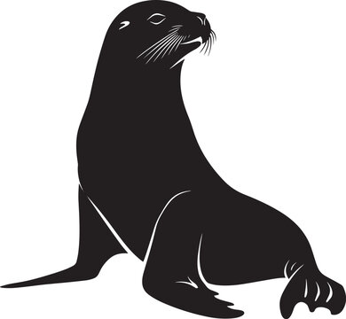 recommend clip art: Seal silhouette vector black on white background