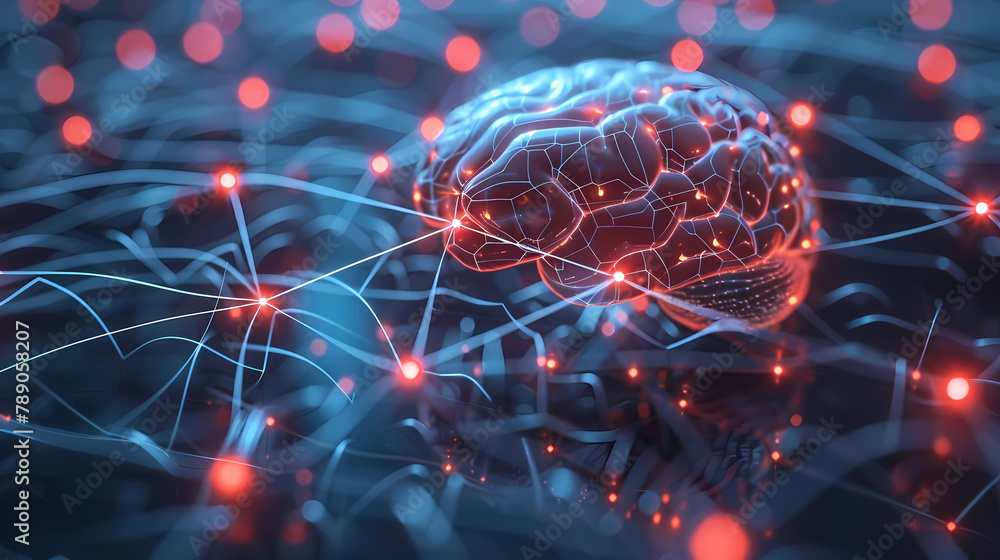 Poster ai concept with interconnected neural networks