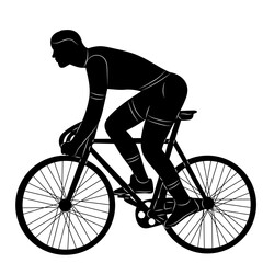 man riding a bicycle silhouette on a white background vector