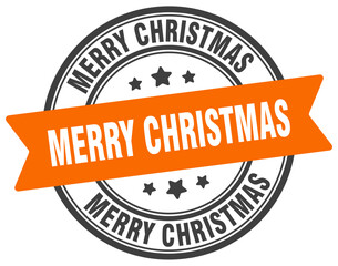 Fototapeta premium merry christmas stamp. merry christmas label on transparent background. round sign